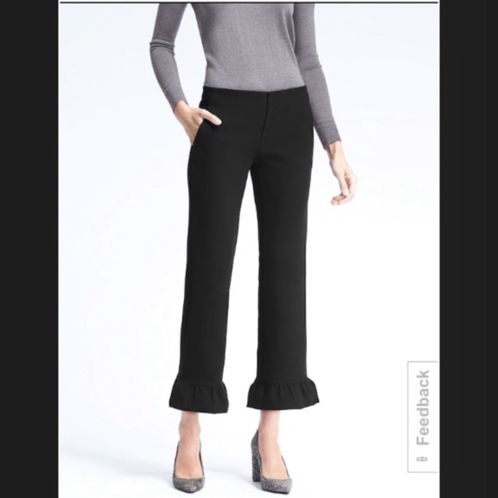Banana Republic black ruffle hem cropped pants